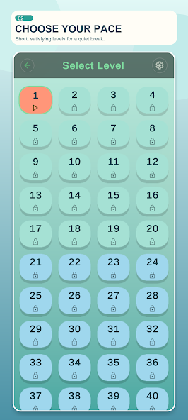 Water Sort Puzzle level selection screen with a grid of progressive levels